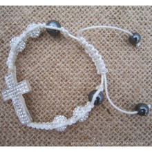 Moda lado Cruz pulsera, diamantes laterales Cruz Shamball pulseras